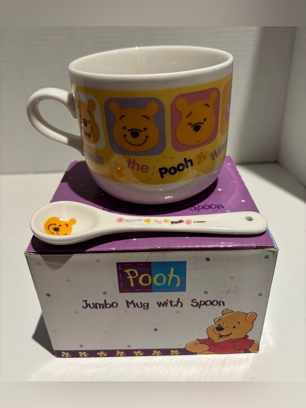 Vintage Disney Winnie the Pooh Jumbo Mug & Spoon Set Boxed Rare Retired GUC